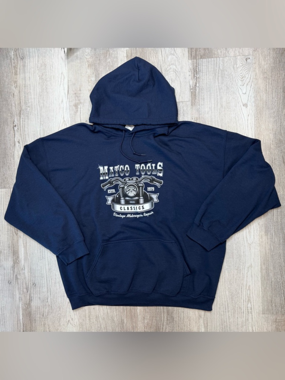 Matco Tools Navy Hoodie Classics Vintage Motorcycle Repair Hoodie NWOT